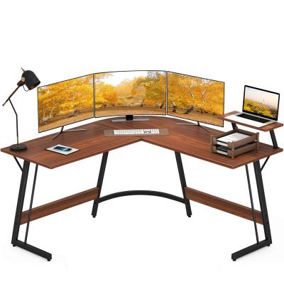 China Metal&Wood Study Computer Desk Corner Computer Desk PC Laptop Modern Foldable L Shaped Enrollment Desk for Home Office for sale