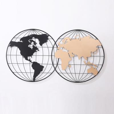 China Large Retro Antique Industrial Art Home Wall World Map Metal Wall Hanging Home Decor Metal Decor for sale