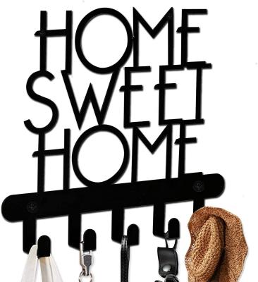 China Metal Viable Home Soft Home Black Wall Mounted Hooks Design Main Rack For Entryway Kitchen Bedroom Office for sale