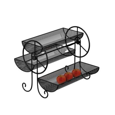 China 3-Tier Stored Fruit Basket, Decorative Fruit Bowl Holder, Fruit Holders for Kitchens - Black for sale