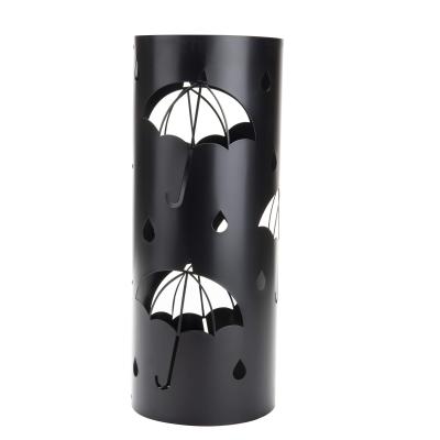 China Garden Decoration Black Metal Umbrella Stand Up Entryway Umbrella Stand Free Standing Organizer for sale