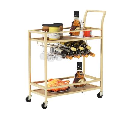 China 2022 New Modern Amazon Design Custom Make Gold Copper Airline Luxury Food Trailer MDF Black Dining Service Snack Cart Dining Cart for sale