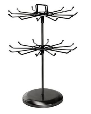 China Black Convertible Metal Jewelry Organizer Tower Necklace Tree Bangle Display Stand With Hair Clip Holder for sale