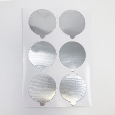 China Bottle Sealing Labels Aluminum Foil Stickers Bottle Lip Silver Foil Heat Sensitive Labels for sale