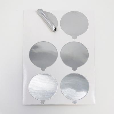 China Bottle Sealing Labels Aluminum Foil Stickers Bottle Lip Silver Foil Heat Sensitive Labels for sale