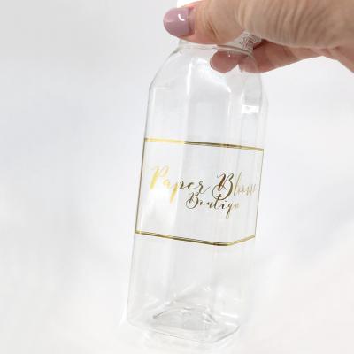 China Waterproof Label Pressure Sensitive Transparent Clear Gold Foil Hot Stamping Label for sale