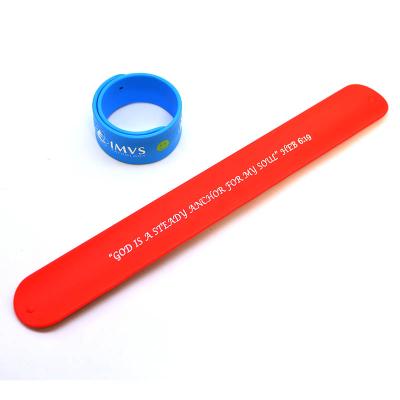 China Factory Custom Promotional Wholesale Printed Ruler Eco-Friendly Slap Silicone Rubber Wristbands for sale