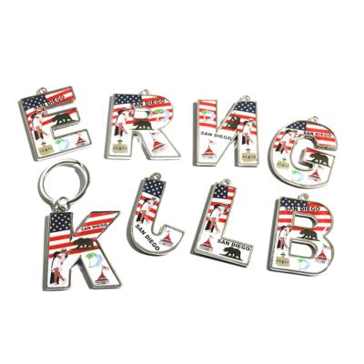 China Airport Promotional Wholesale Tourist Souvenir Custom Design Key Logo Cut Out Metal 3D Letter Chain for sale