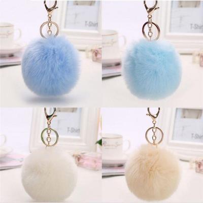 China New Design Airport Key Ring Hardware Keychain Poom Poom Custom Fur Tail Key Chain Custom Promo for sale