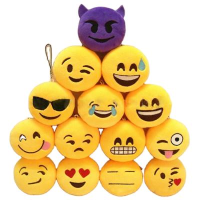 China Promotion Gift Wholesale Cheap Customized Personalized Yellow Bulk Smile Face Keychain Plush Key Chain for sale