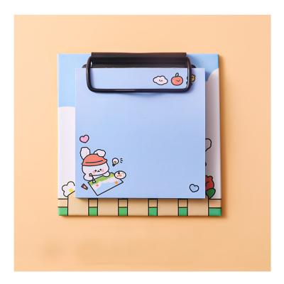 China Korean Cute Loose-leaf Office Study Non-Slimy Notepad with Clip Boards, Colorful Reusable Printed Lovely Children's Note Paper for sale