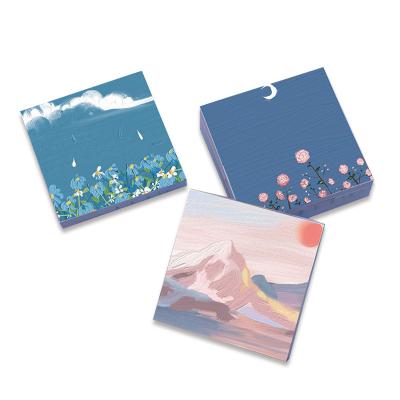 China Self Adhesive Hot Selling Vintage Personalized Diy To Love Sticky Notes, Wholesale Multiple Stationery Landscape Painting Student Sticky Note for sale