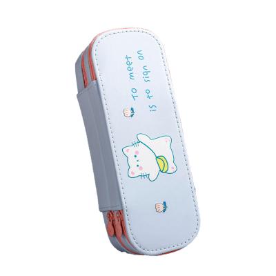 China Waterproof On Sale Large Capacity Kawaii Pencil Case Stationery, Fancy Dark Blue Light Blue Green Pink Children's Pencil Case for sale