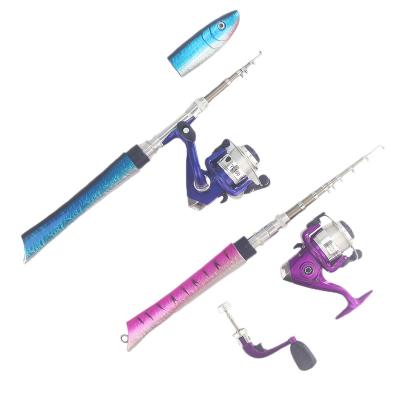 China Glass Fish Shaped Combo Fishing Rod and Spinning Reel for Kids Mini Fishing Pole and Reel for sale