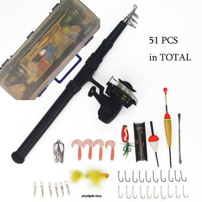 China Custom Activity 1.6m Fishing Rod Outdoor Telescopic Full Set Kids Fishing Rod and Combo Full Set 51pcs Reel for sale