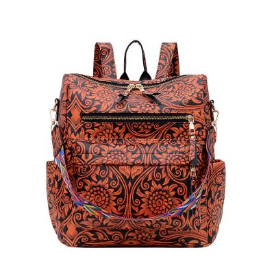 China Colorful Bucket Bag Shoulder Tote Bag Waterproof Hot Selling Double Flower Printed Backpack for sale