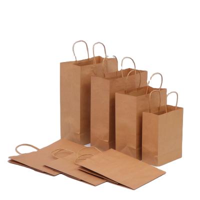 China Recycled Materials Food Kraft Paper Paper Bags With Handle Luxury Wine Cheap Paper Bag for sale