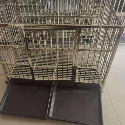 China Breathable Heavy Duty Foldable Stainless Steel Animal Cages Pet Cages With Wheels for sale