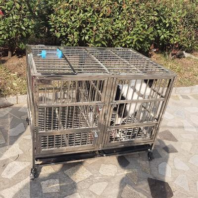 China Breathable Heavy Duty Collapsible Collapsible Dog Cage Stainless Steel Crates For Dogs And Cats for sale