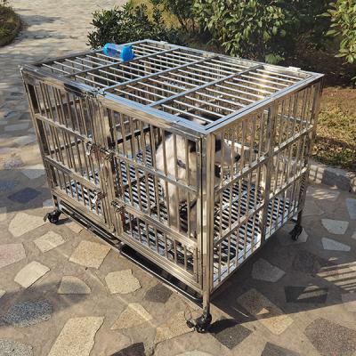 China Breathable High Quality Stainless Steel Foldable Dog Cages Folding Dog Cage for sale