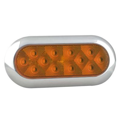 China PC 6Inch LED Truck Trailer Indicator Oval Amber Amber Turn Signal Lights With Chrome Grommet for sale