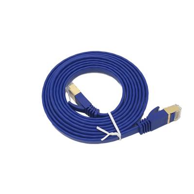 China Telecommunication Network SSTP Flat Cat7 Cable Since copper gold plated shell rj45 CAT.7 Lan Cable for indoor use for sale