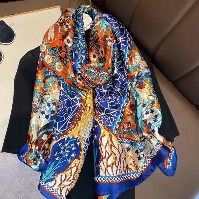 China Chiffon factory beach scarf ladies silk scarves for summer printed beach shawl scarf. 90*180cm for sale