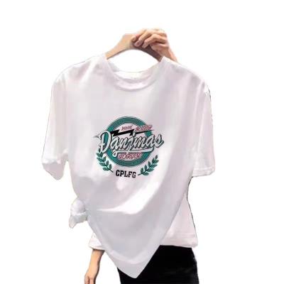 China Bulk Anti-Wrinkle Wholesale Clothing Cheap T-shirts Simple Custom Print Women's Summer O-Neck Graphic Tees T-shirts for sale