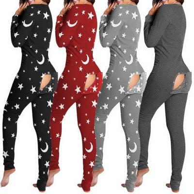 China Wholesale New Designer Adult Women Onesie QUICK DRY Functional Buttoned Flap Pajamas With Butt Flap for sale