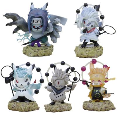 China Fast Delivery 5 Styles Anime Figure Narutos Pika Chu Anime Figure Sasuke Uchiha Madara Cosplay Character PVC Model Toys for sale