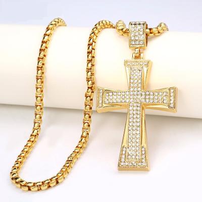 China Ethlyn Large Ethnic Cross Pendant Necklace Jewelry Unisex Gold Plated Trendy Crucifix Jesus Christ Cross Pendant (No Chain) INRI P46 for sale