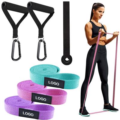 China Custom Resistance Long Fit Body Aid Resistance Long Fit Body Loop Booty Booty Exercise Bands Set Logo Gym Cotton Pull Up for sale