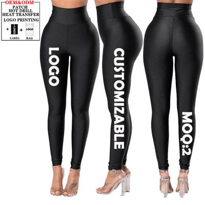 China S-2XL Breathable Custom Logo Solid Ladies Skinny Pants Black High Waist Tights Women Gaiters for sale