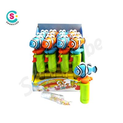 China Normal Blue Tube Toys Plastic Candy Fish Clown Sound Toy For Kids for sale