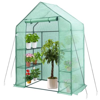 China Free Shipping Easily Assembled Outdoor Sturdy 3 Tier Small Garden Walk-In Greenhouse With PE Cover for sale