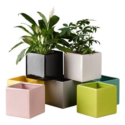 China Eco-friendly Wholesale Indoor Simple Garden Living Room Decoration Small Ceramic Flower Pots for sale