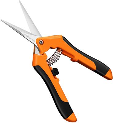 China Precise Cut Amazon Hot Sale 6.5 Inch Stainless Steel Straight Blades Orange Hand Pruner Gardening Shears for sale