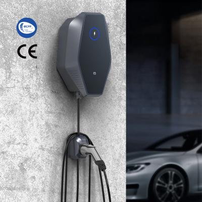 China Commerical electric car ocpp 1.6J ev charger IEC 62196 charging type - 2 ac 220v 32A 7kw evse wallbox charger station for sale