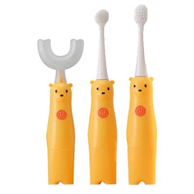 China Dupont Soft Nylon Children's Electric Toothbrush Cartoon Soft Stiff IPX7 Waterproof Automatic U-shaped Baby Electric Toothbrush for sale