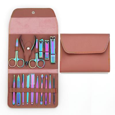 China 16pcs Set Custom Colorful Nail Clipper Set Nail Care Manicure Pedicure Kit Set Stainless Steel Nail Clippers Cutter 16PCS for sale