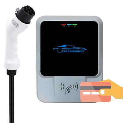 China Ev Charging 32A 240V EVSE - 2 Type2 Wall Box Type AC EV Car Charger Station RFID Level 2 Electric Car Charger Point 7 KW EV Wallbox 7KW Level2 for sale