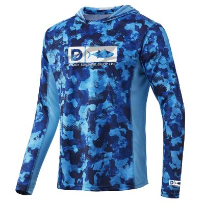 China UPF 50 Antibacterial Fabric Long Sleeve Quick Dry Performance Fishing Shirt With Hood Camouflage Fishing Hoodie for sale