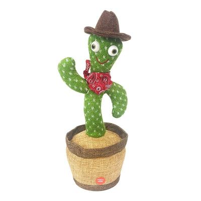 China Funny Recording Amazon Wiggle Doll Playing Singing Plush Toy Recording Musical Toy Dancing Cactus Talking Cactus for sale