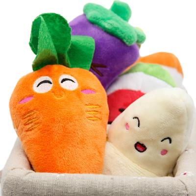 China Manufacturer Wholesale Custom Plush Vegetables and Fruits Lunch Food Chew Plush Pet Squeaky Toys for sale