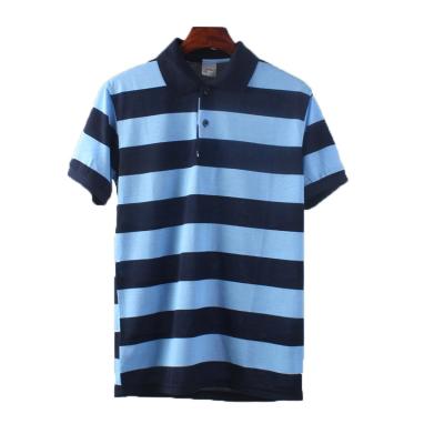 China 2021 Oversized Polo Shirt Fashionable Thick Stripe Polo Shirt Casual Golf Breathable OEM Adult 100% Cotton Breathable Short Sleeve Shirt for sale