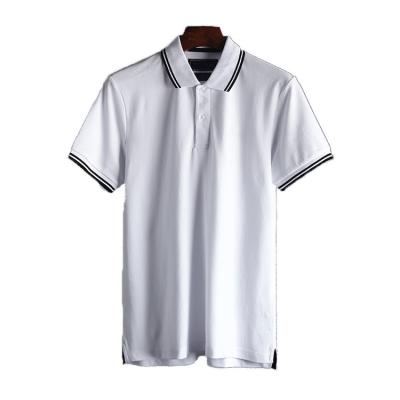 China OEM Breathable Wholesale 2021 Classic Style 100% Cotton Polo Shirt White With Mix Rib Short Sleeve Polo Slim Fitted White Business Polo Shirt for sale