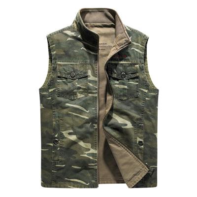 China 2021 Wholesale Men's Anti-Wrinkle Cotton Camouflage Fabric Reversible Slim Fit Vest Professional High Quality 100% Outdoor Vest For Men for sale