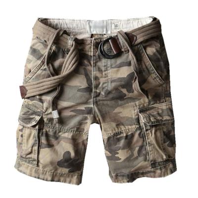 China European Style Men's Minutes Anti-Wrinkle Five Minutes Vintage Heavy Wash Multi-pocket Outdoor Loose Sports Pants Camouflage Cargo Shorts for sale