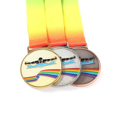 China Wholesale Custom America Sports Medals Awards Metal Blank Medal And Trophies With Ribbon Football Swimming Basketball Ground Offensive Medal for sale