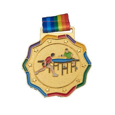 China America Children's School Sports Meet Badges Marathon College Ping Pong Patterned Zinc Alloy Medals for sale